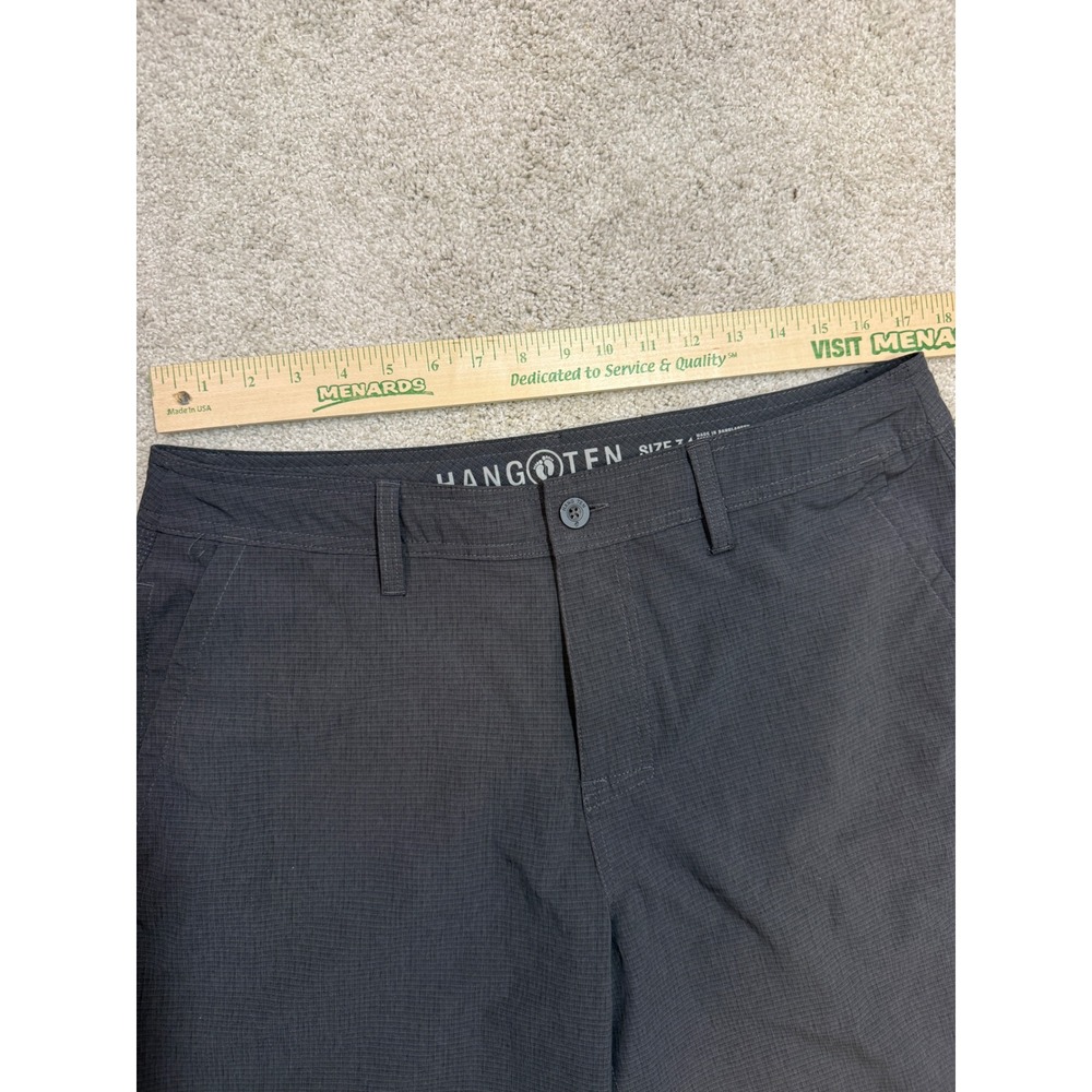 Hang Ten Mens Hybrid Shorts Charcoal Grey Textured Grid Stretch Size 34 - Picture 3 of 5